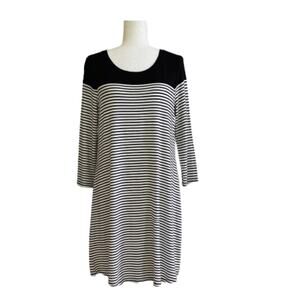 Maurices Dress Black White Striped Long Sleeves Soft Summer Casual A-Line Medium